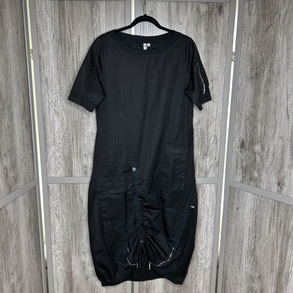 European Culture Midi Dress Grunge Black Color